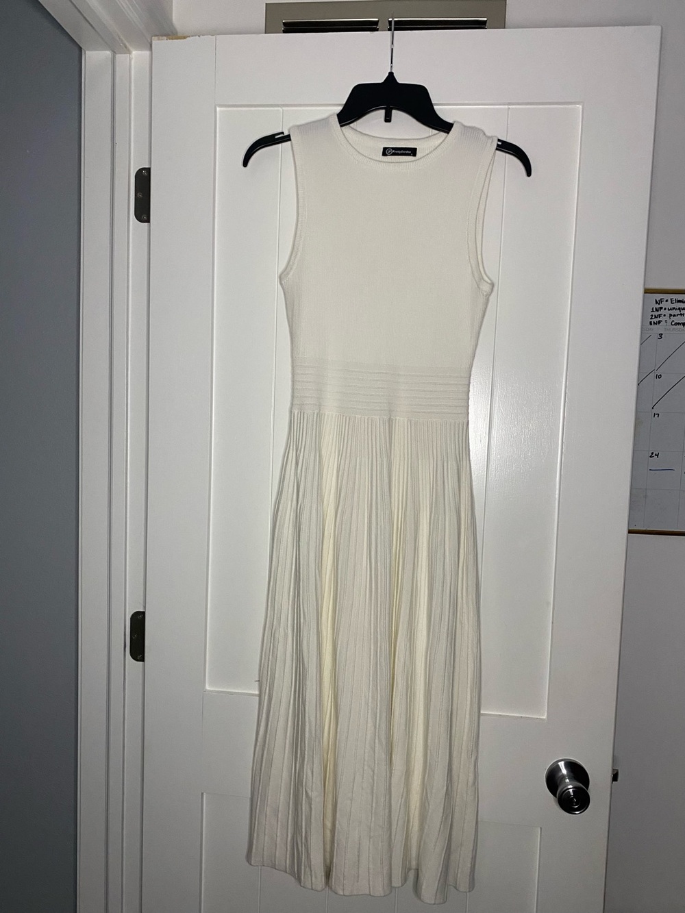 Sleeveless Cream Pleated Maxi Dress